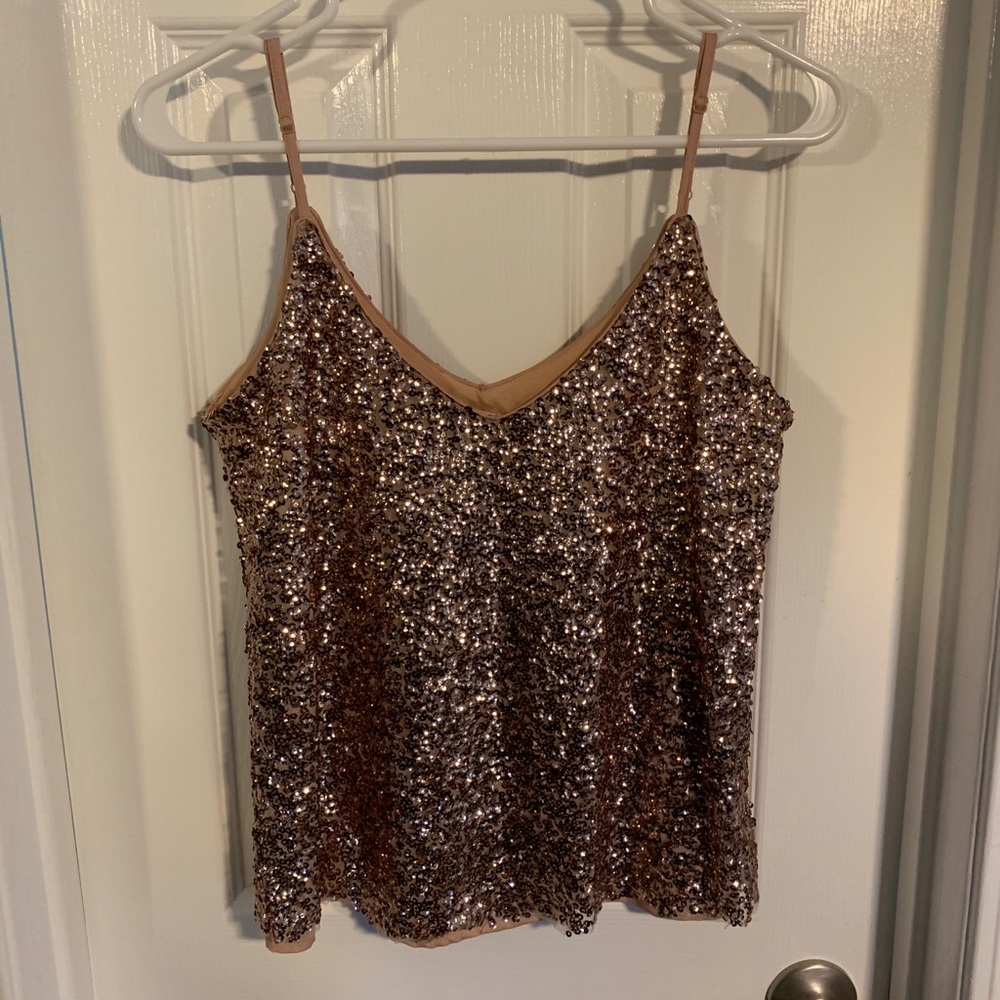 HYPR Rose Gold Sequin Top